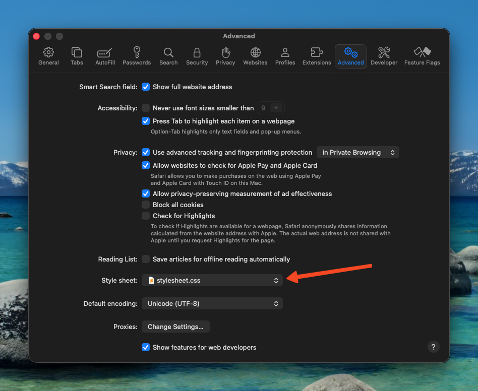 Agrandir le texte avec feuille de style personnalisée dans Safari